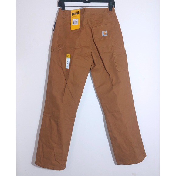 NWT Carhartt Boys' Loose Fit Flannel-Lined Utility Work Pants Dark Mustard SZ 16 - Picture 11 of 16